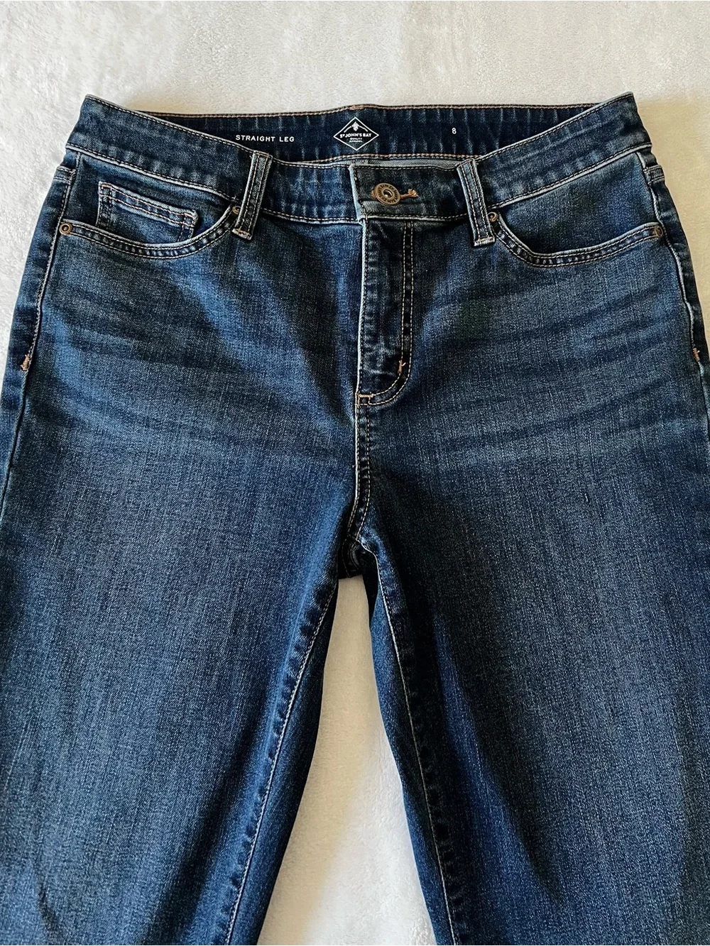 St. John's Bay Dark Wash Straight Leg Jeans Size 8